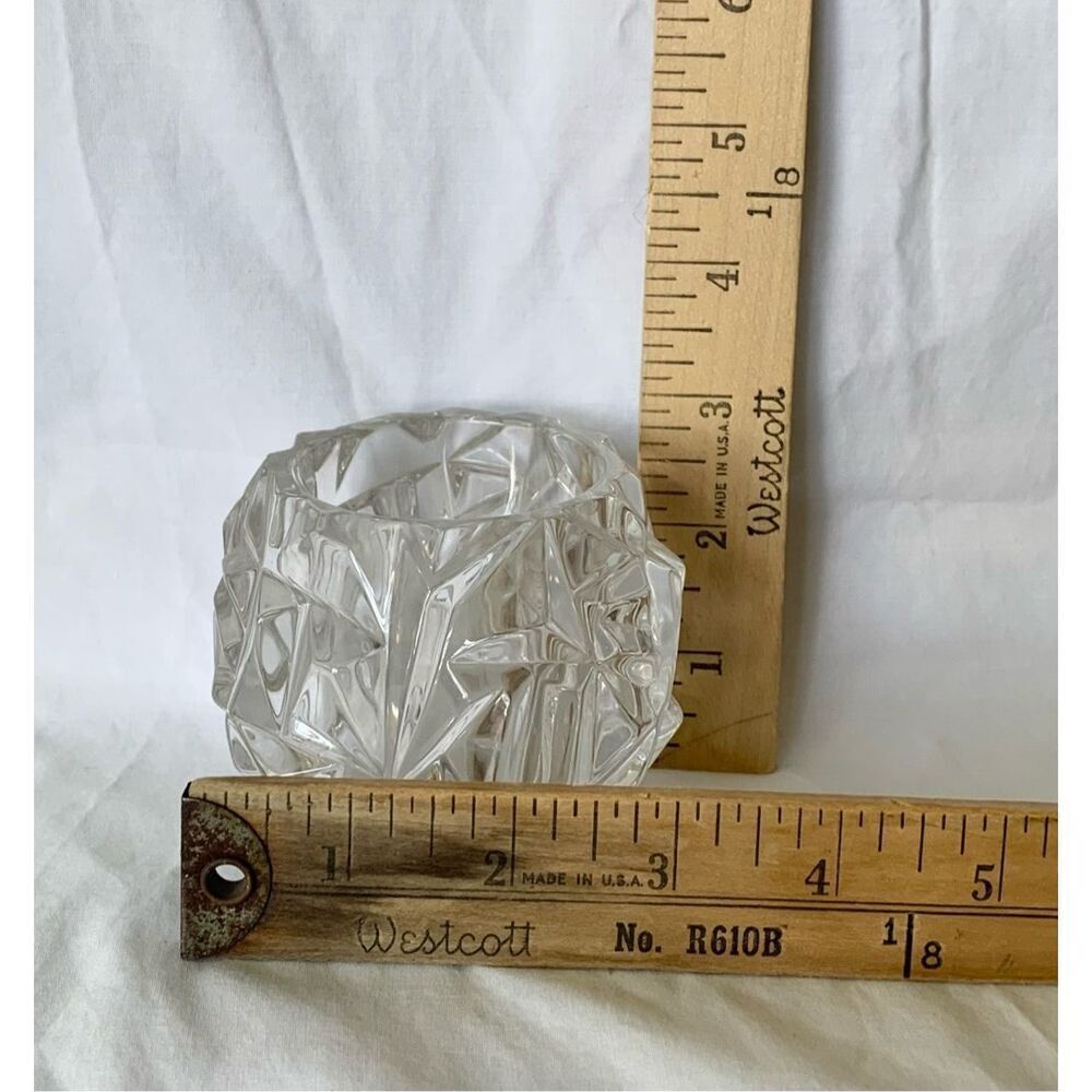 Tiffany & Co. Retired Rock Cut Crystal Glass Votive Candle Tea Light Holder MCM - Picture 5 of 6